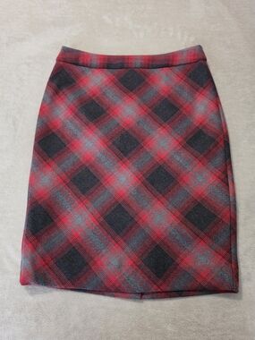 The Limited Red & Gray Plaid Pencil Skirt